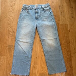 MOTHER Light Blue High-Rise Straight Leg Jeans